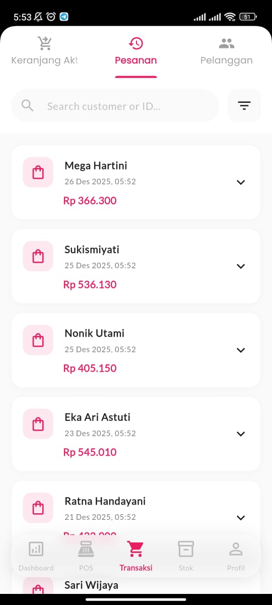 Halaman Transaksi